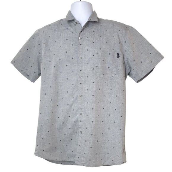 Mokuyobi Surf Men's Button-Up Shirt L Gray Pocket Casual Short Sleeve Work - Picture 1 of 4